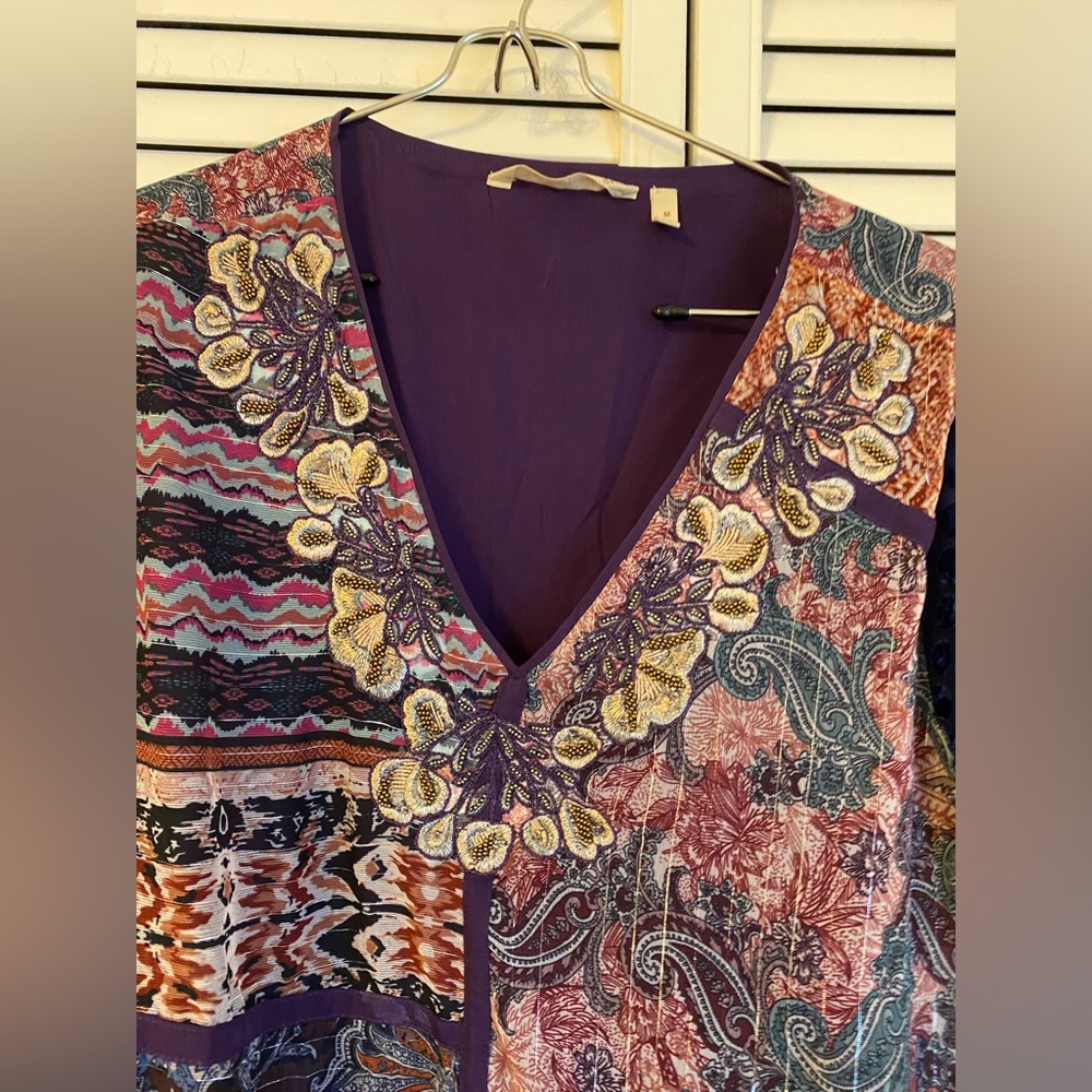 Soft Surroundings Beaded Patchwork Tunic Top Medi… - image 5
